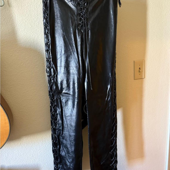 Baby Phat Shiny Black Lace-Up Pants - Picture 2 of 5